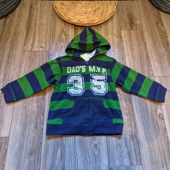 [KIDS 2/$30] NWT Baby Boy (24M) - GREENDOG Striped Zip-Up Hoodie - Picture 1 of 6